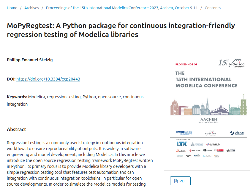 Philipp's MoPyRegtests publication screenshot